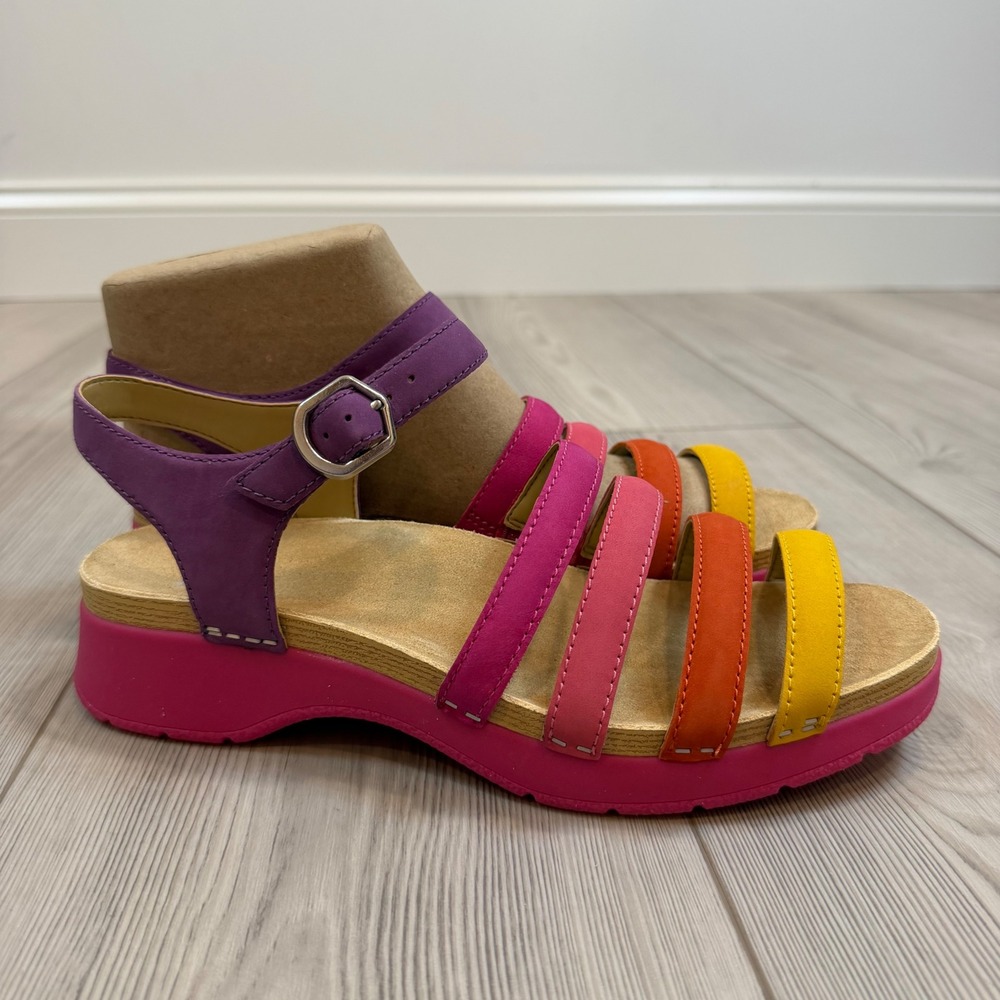 NEW Dansko Roxie Multi Milled Nubuck Rainbow Strappy Sandals 40 US 10 - Picture 6 of 11